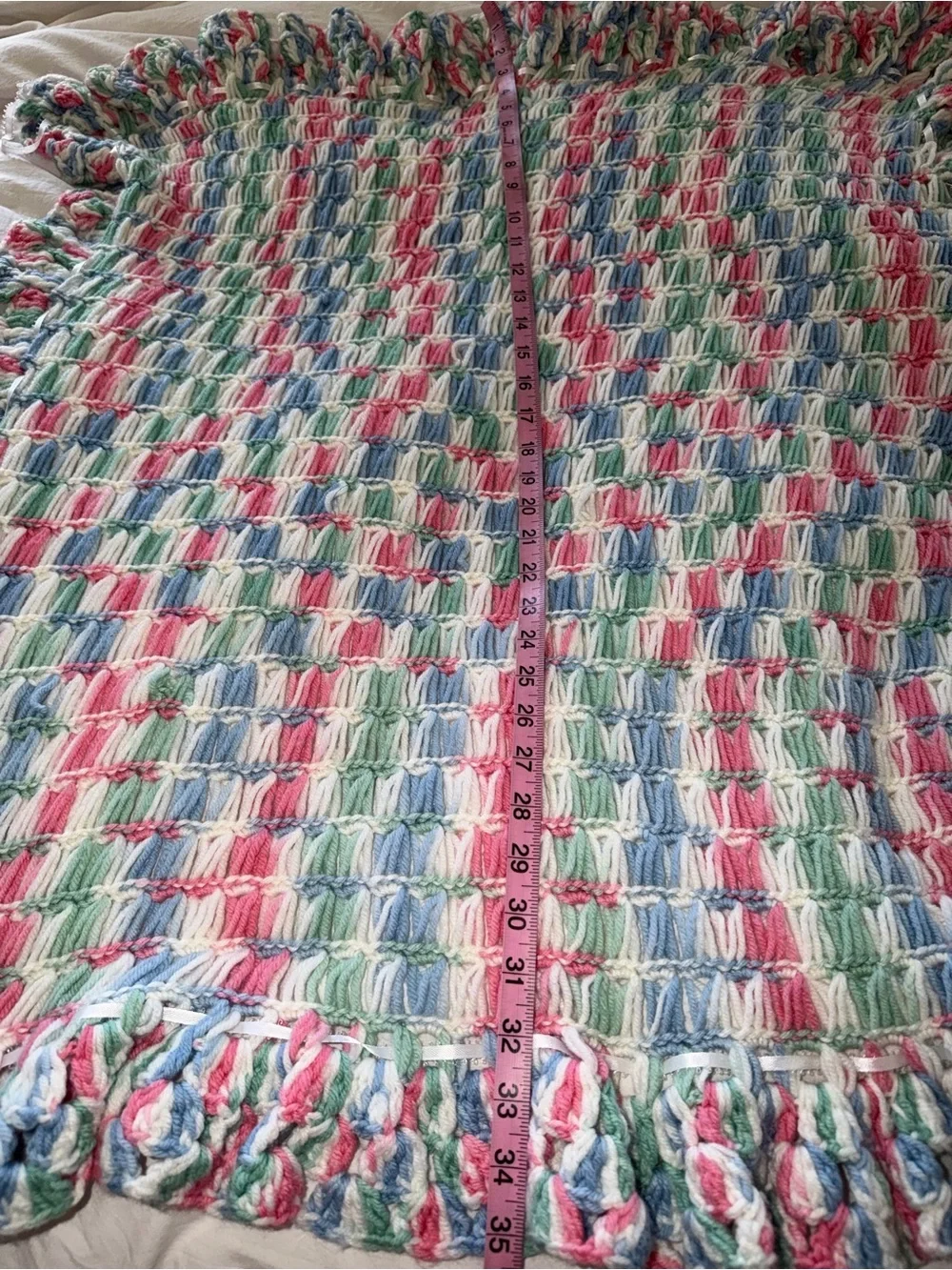 Handmade Crocheted Afghan Baby Blanket